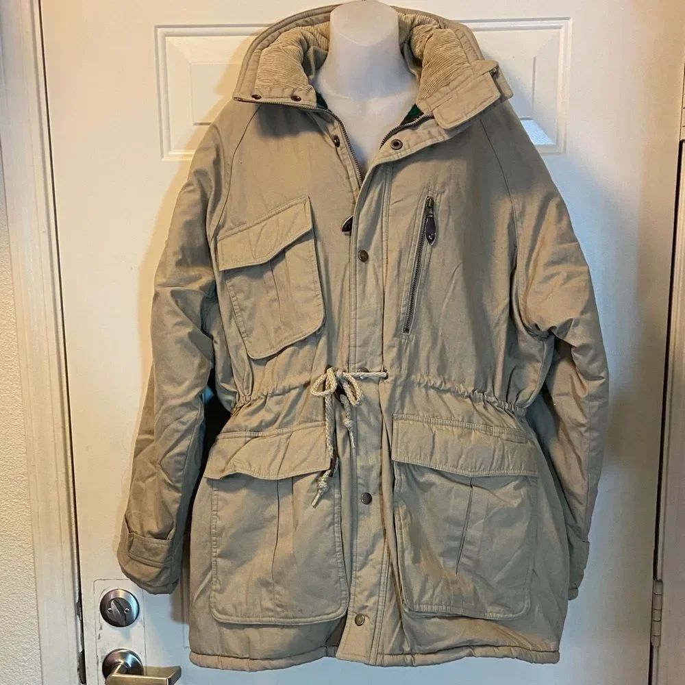 VTG, StJohn’s Bay  Beige Hooded Parka with Drawstring Waist Unisex Size XL